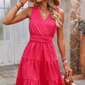 Chic Sleeveless Pink Midi Dress